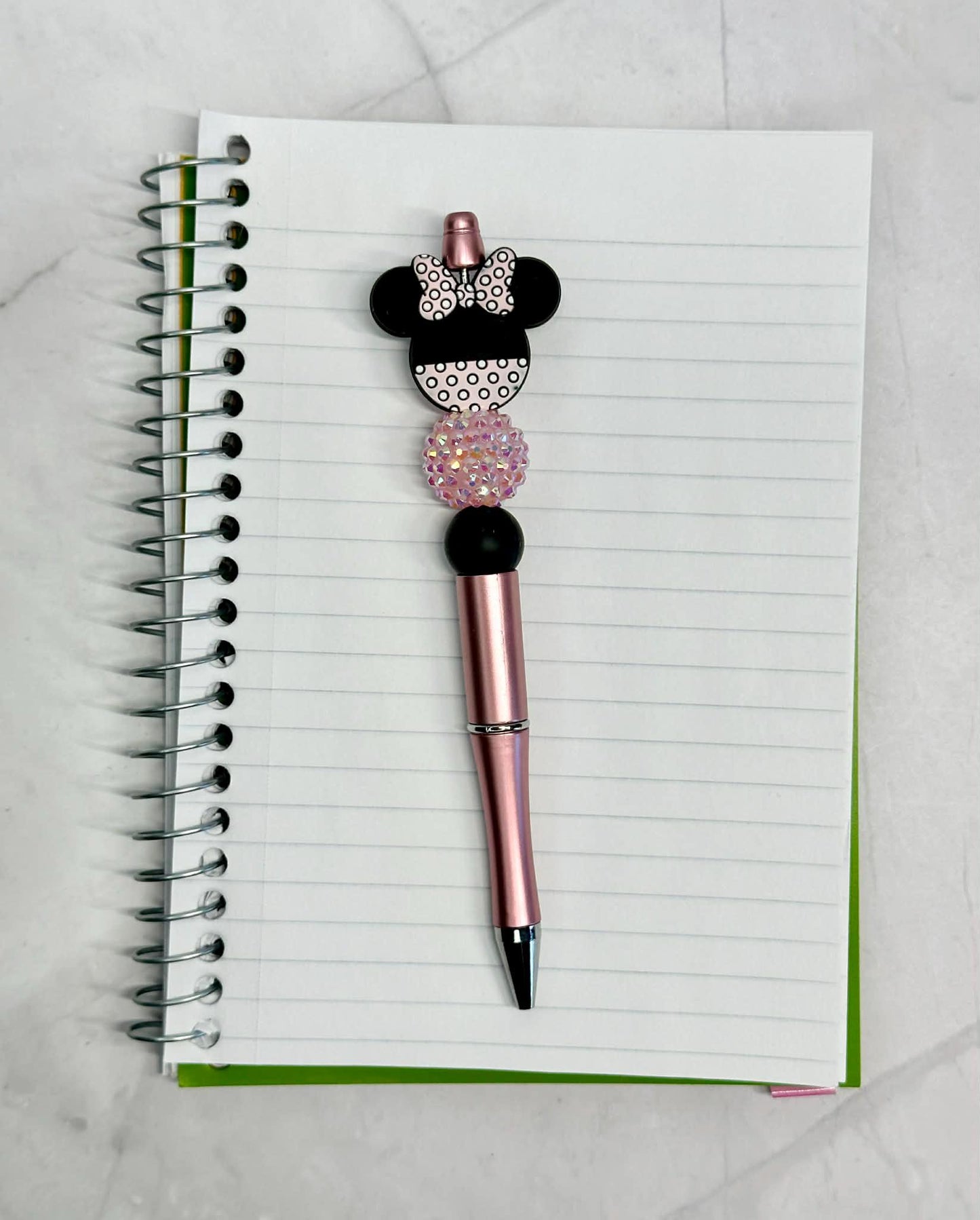 Light Pink Mouse Ears Beaded Ink Pen