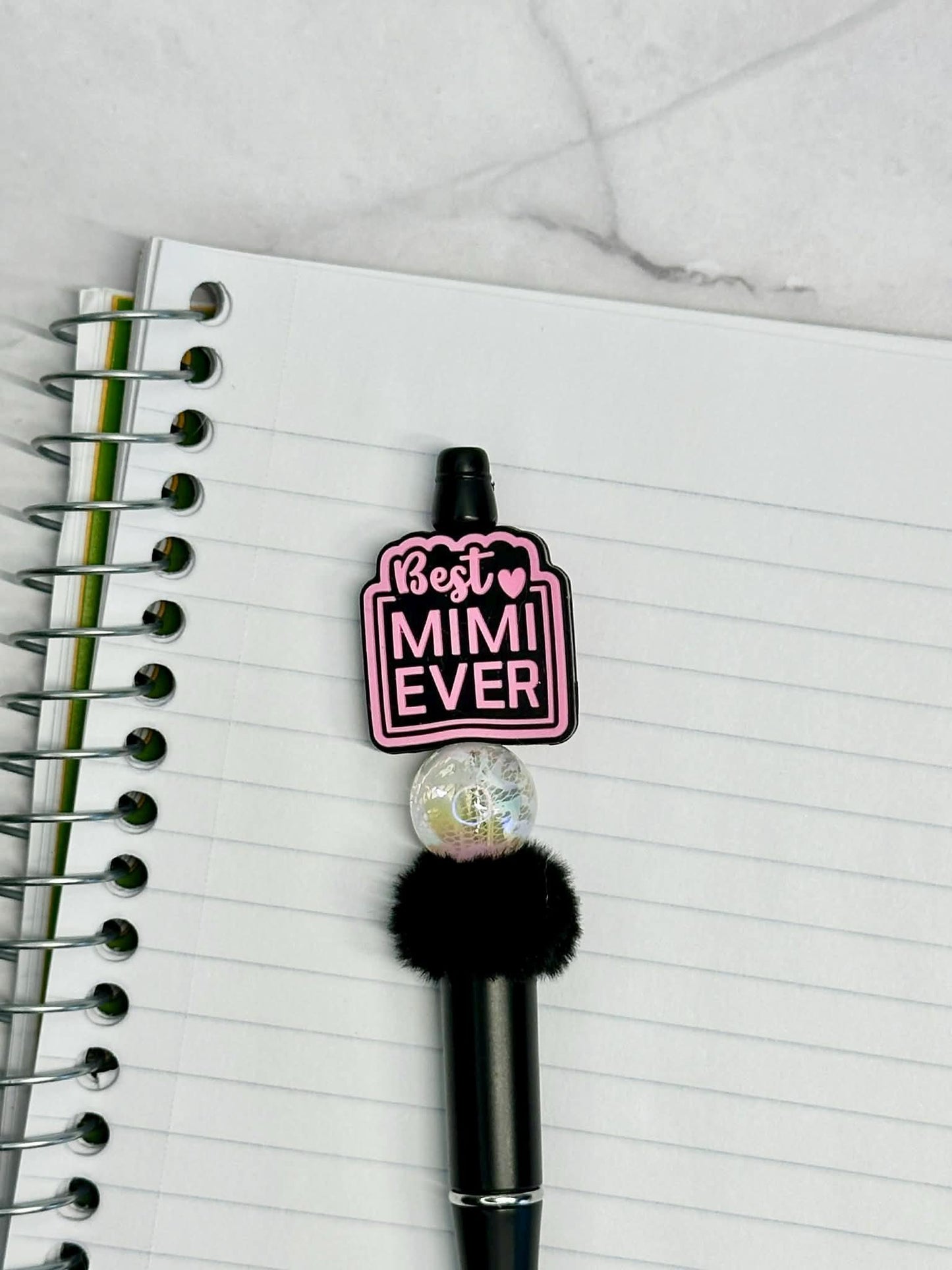 Best Mimi Ever Pink and Black Beaded Ink Pen