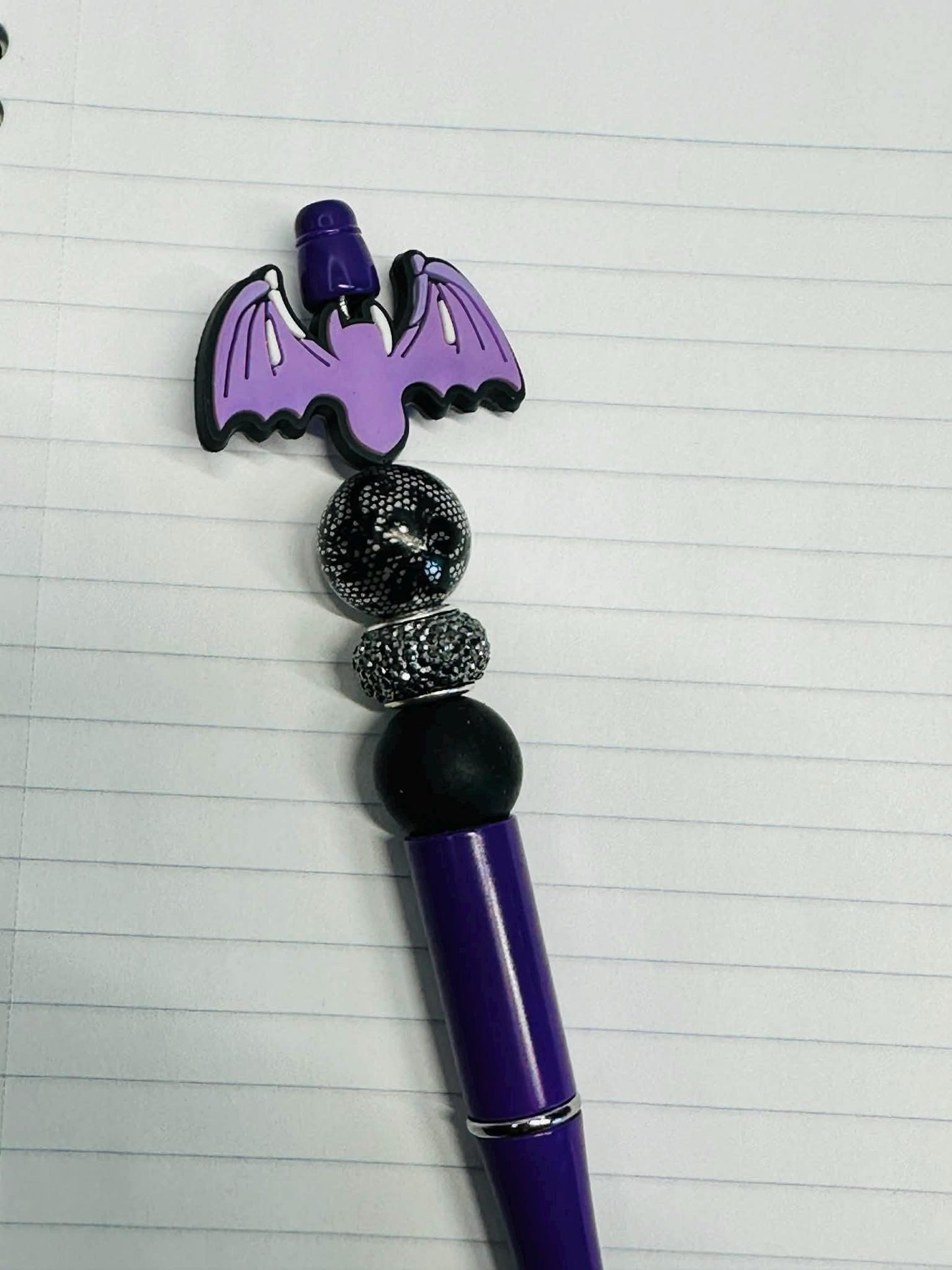Purple Bat Beaded Ink Pen