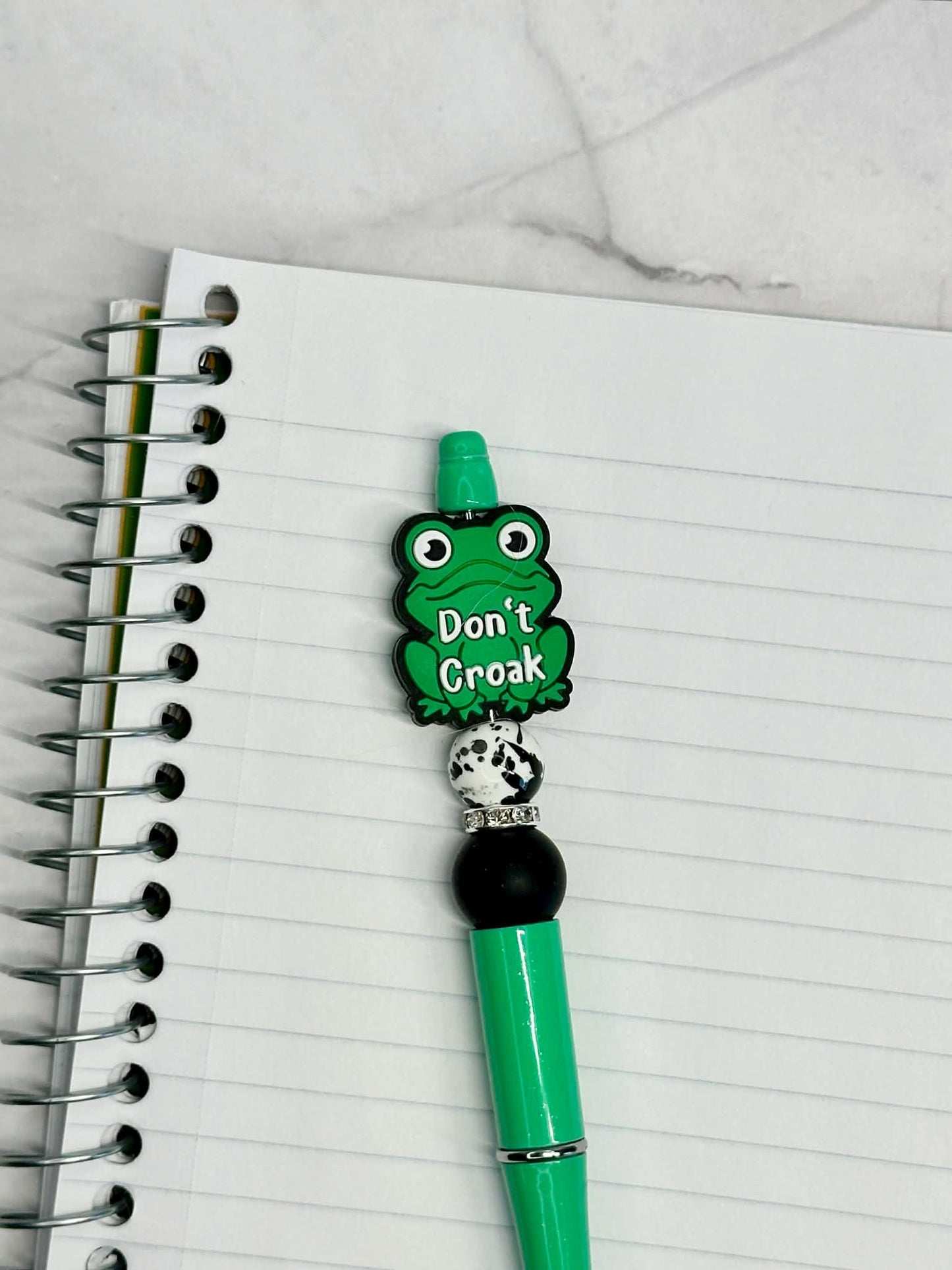 Don't Croak Green Frog Beaded Ink Pen
