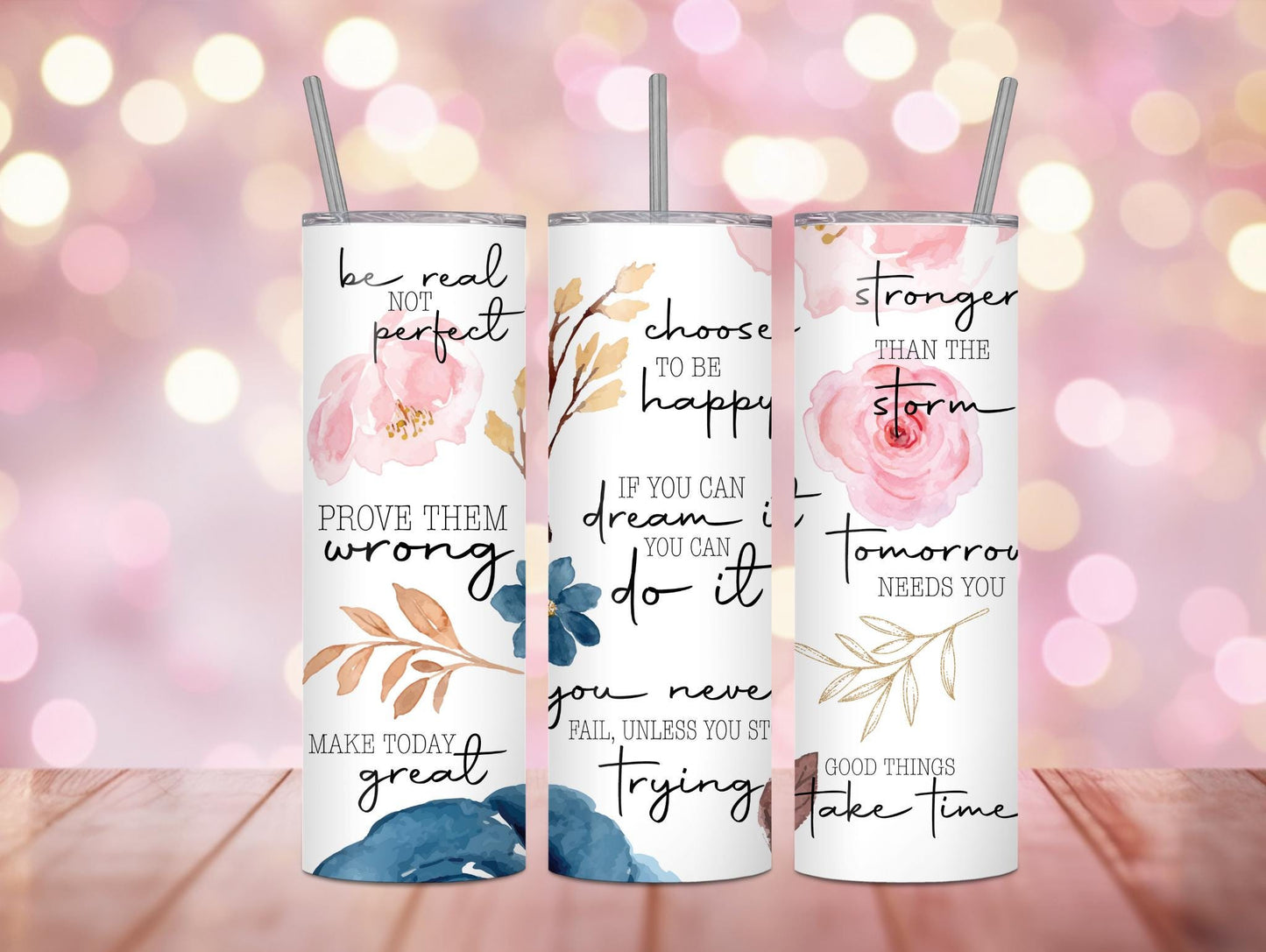 Positivity Floral Quotes 20oz Tumbler