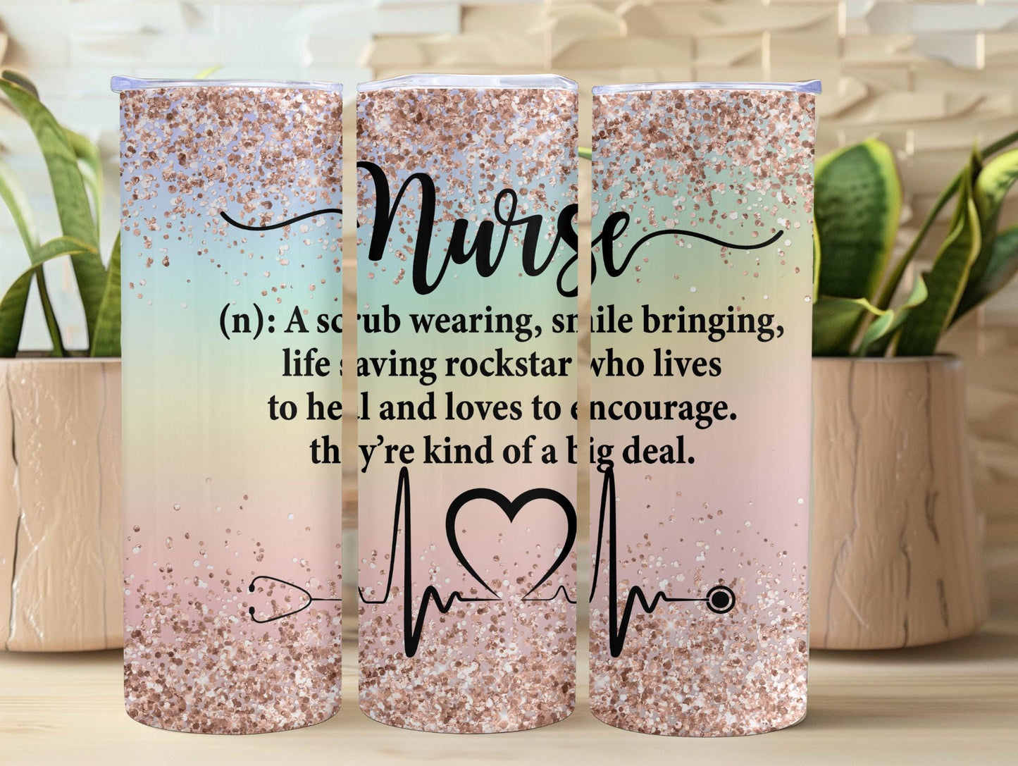 Nurse Definition Inspirational Faux Glitter 20oz Tumbler