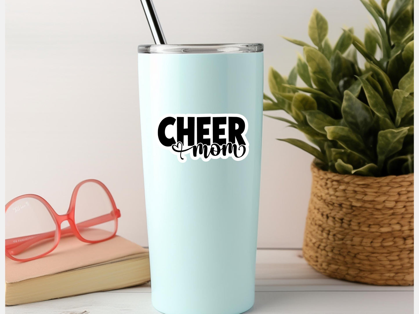 Cheer Mom With Heart Sticker