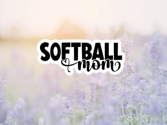 Softball Mom With Heart Sticker