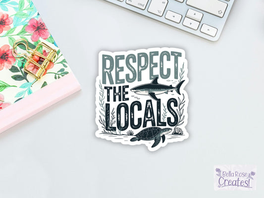 Respect The Locals Sharks and Turtle Sticker