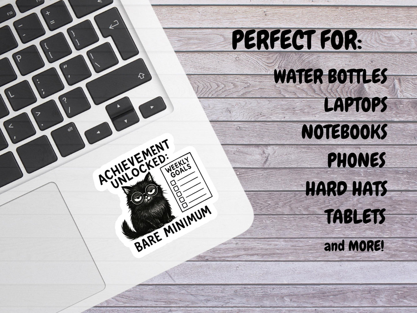 Achievement Unlocked Bare Minimum Black Cat Sticker