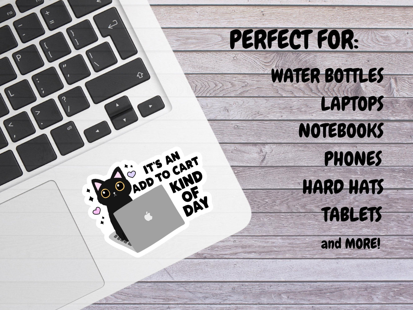 It's An Add To Cart Kind Of Day Black Cat With Laptop Sticker