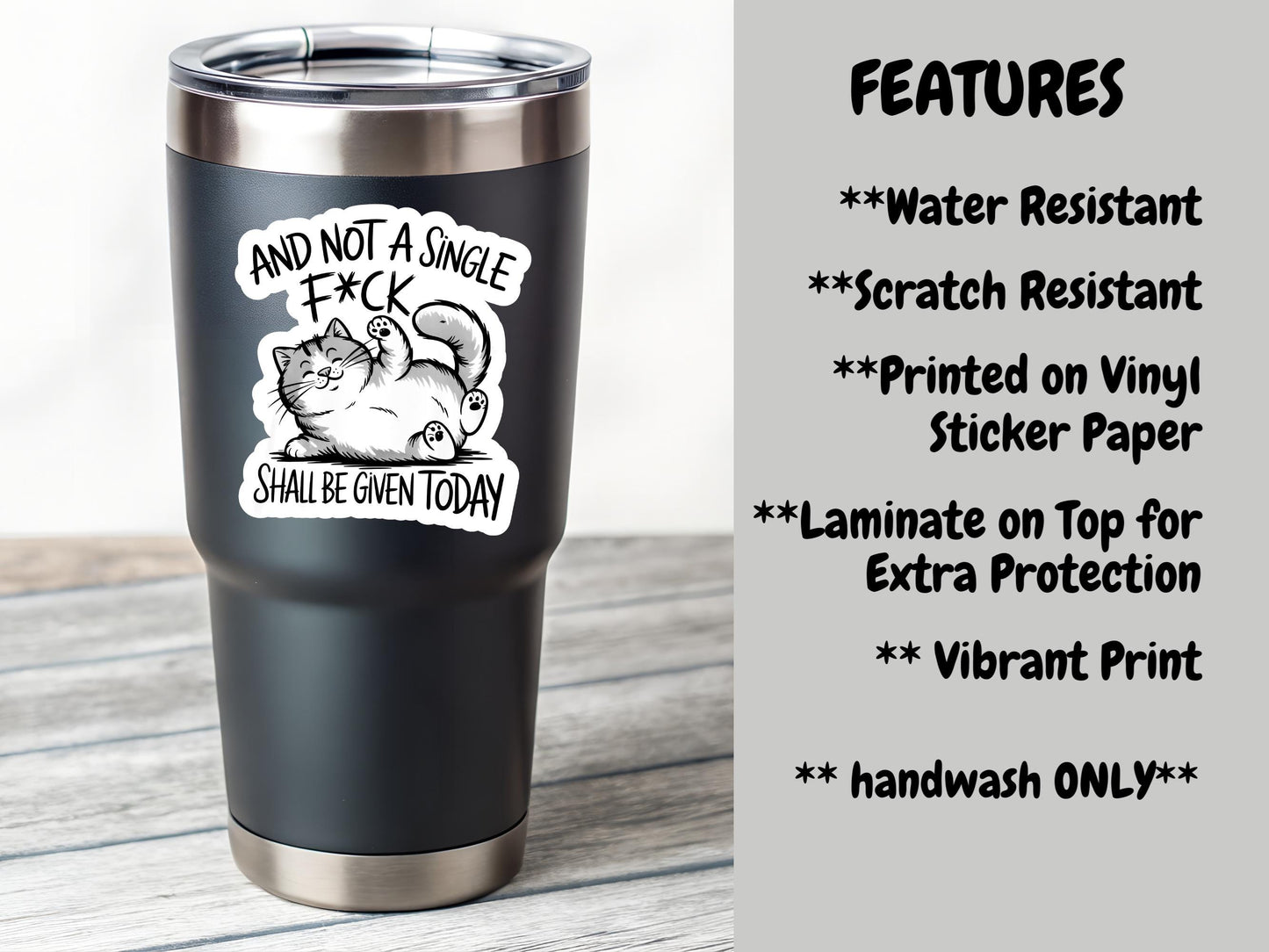 And Not A Single F*ck Shall Be Given Today Cat Sticker