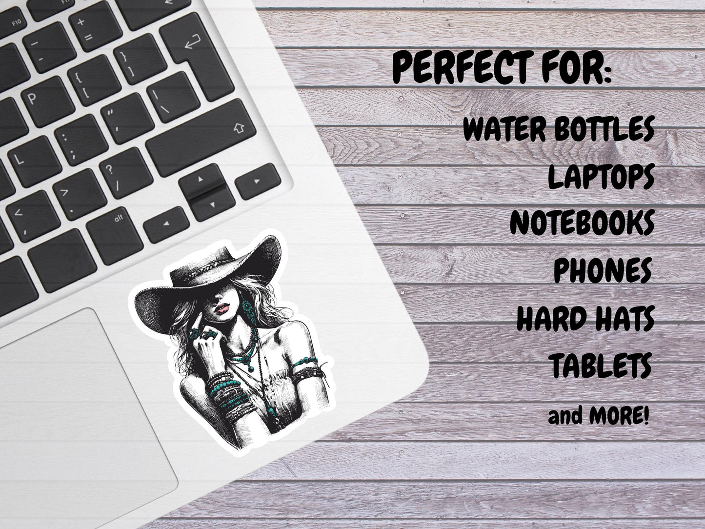Cowgirl With Teal Jewlery Sticker
