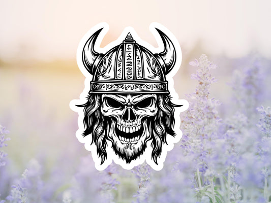 Viking Long Hair Skeleton Sticker