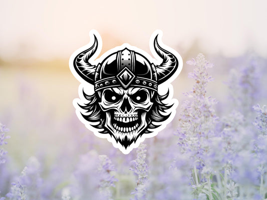 Viking Skull With Horns Sticker