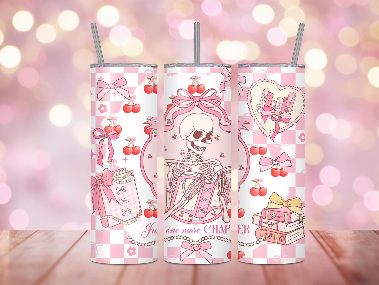 Just One More Chapter Skeleton Bookish 20oz Tumbler