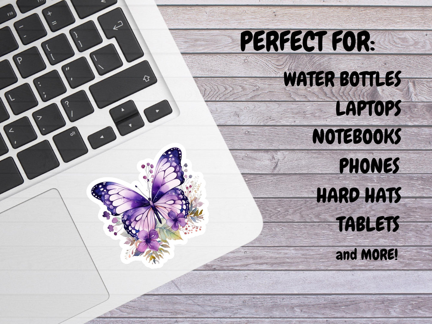 Purple Watercolor Butterfly With Flowers Sticker