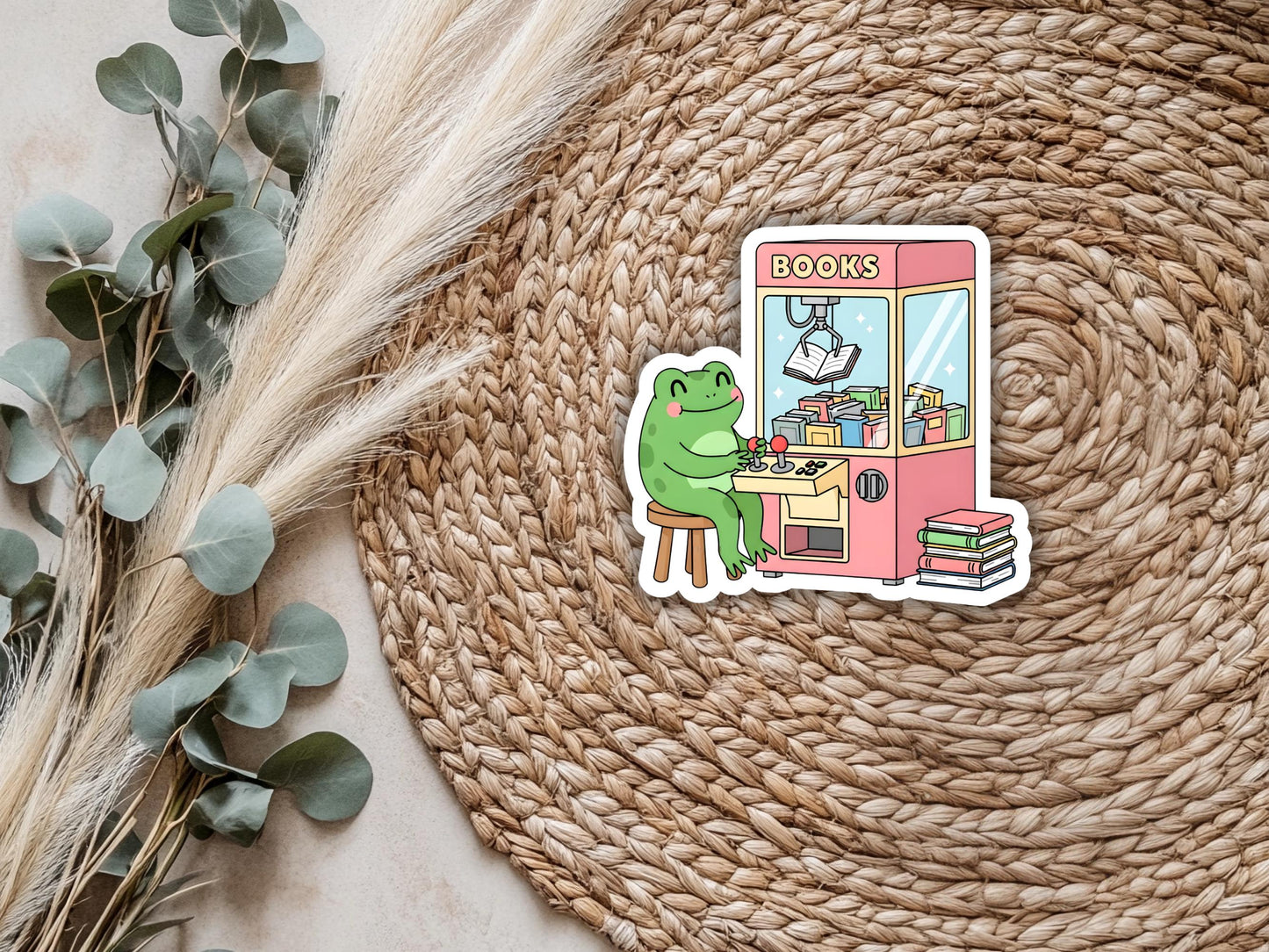 Frog And Books Claw Machine Sticker