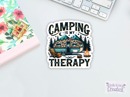 Camping Is My Therapy Camper Sticker