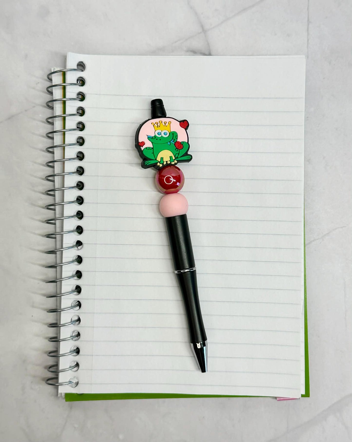 Frog With Crown Beaded Ink Pen w/Refill