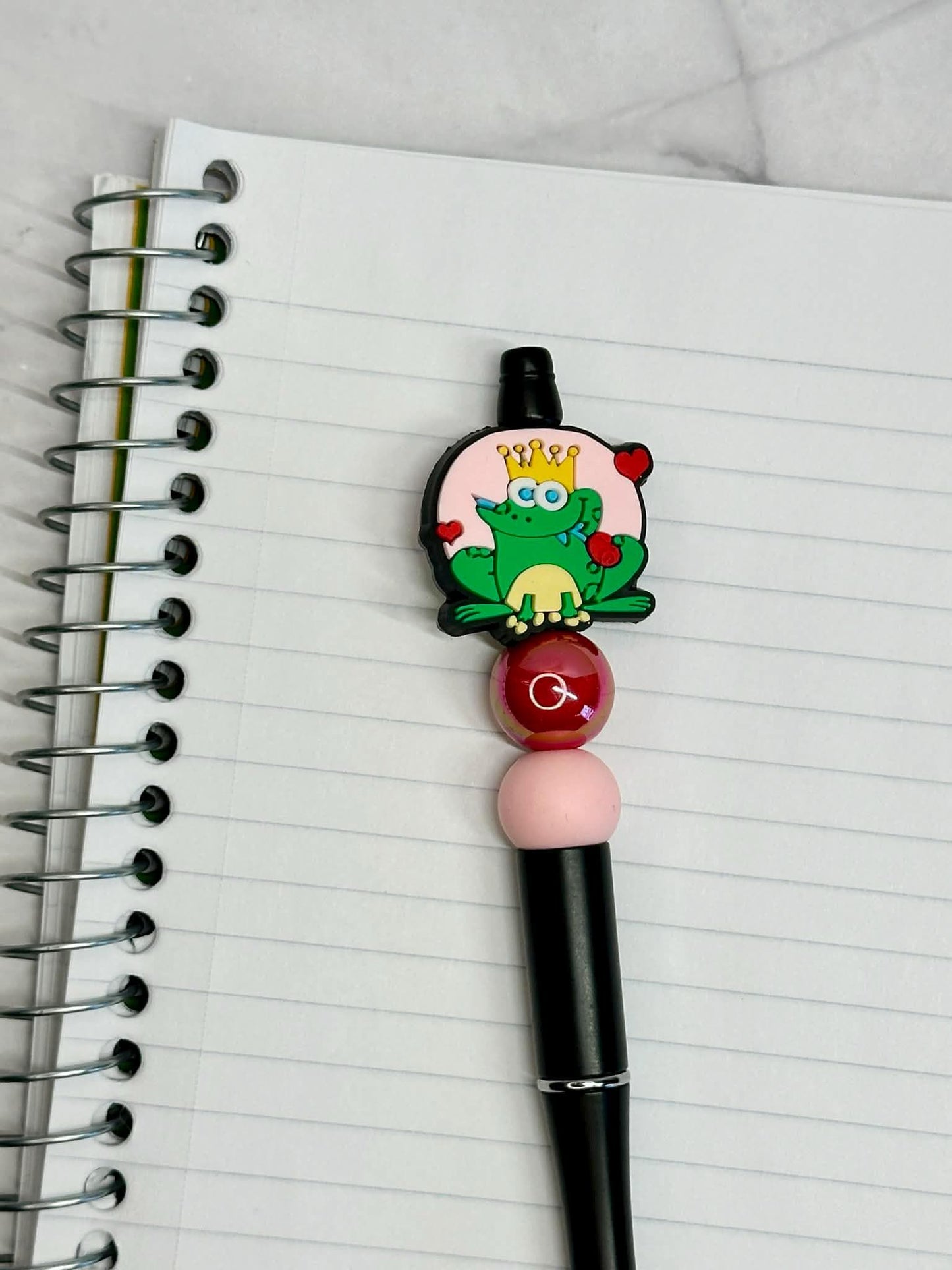 Frog With Crown Beaded Ink Pen w/Refill