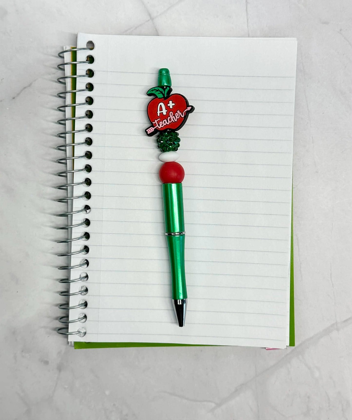 A+ Teacher Apple Beaded Ink Pen