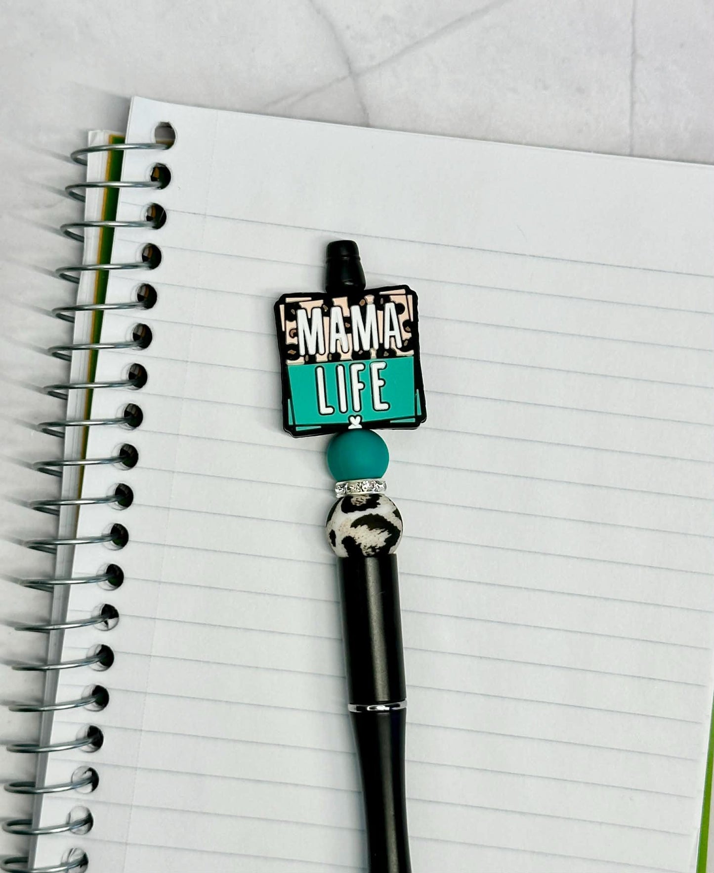 Leopard Print Mama Life Beaded Ink Pen