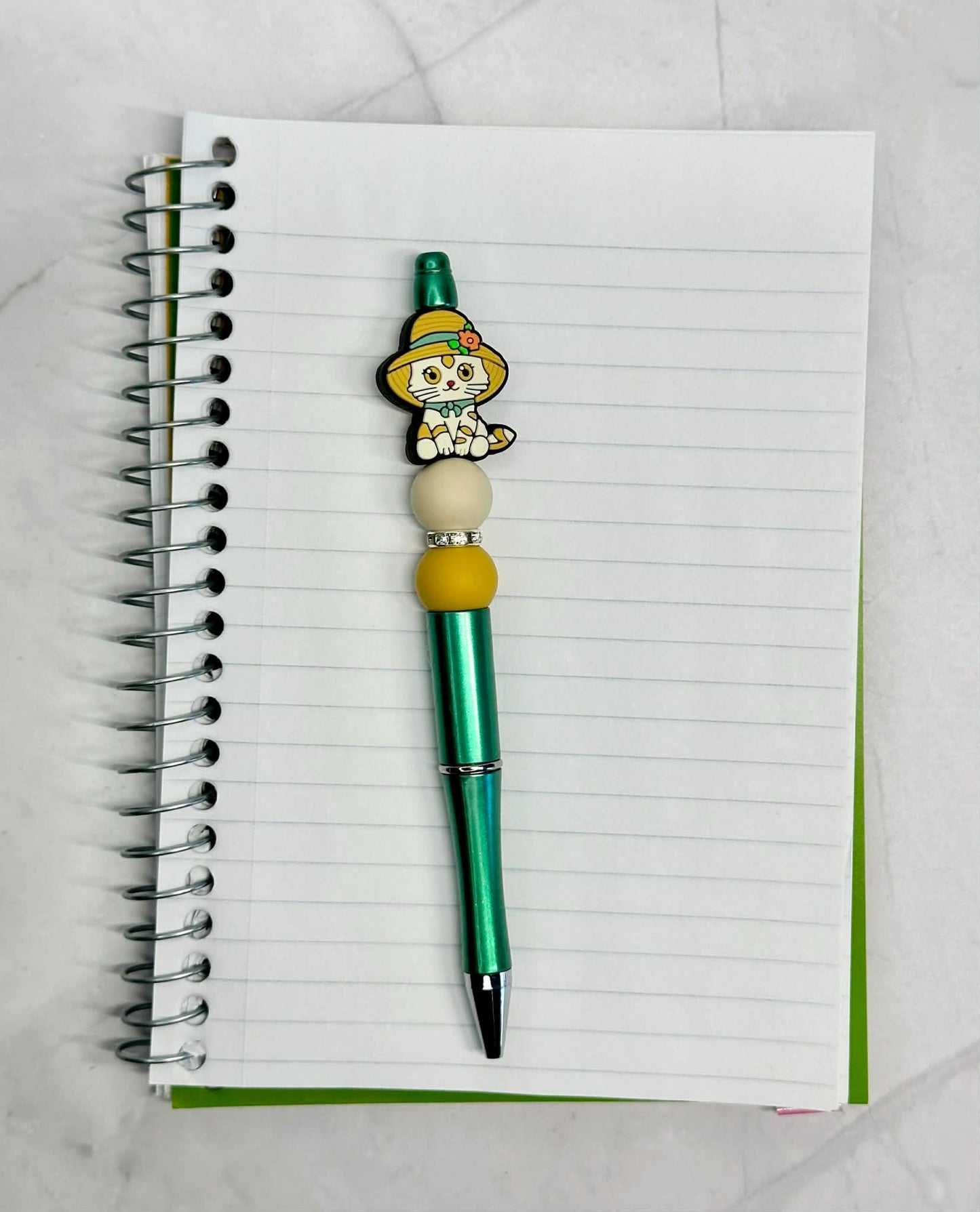 Yellow Cat With Hat Beaded Ink Pen