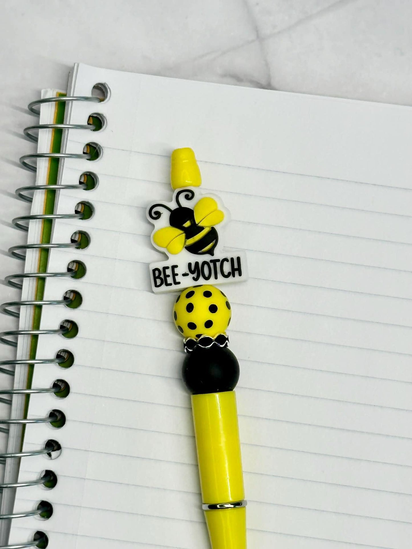 Bee-Yotch Bumble Bee Beaded Ink Pen