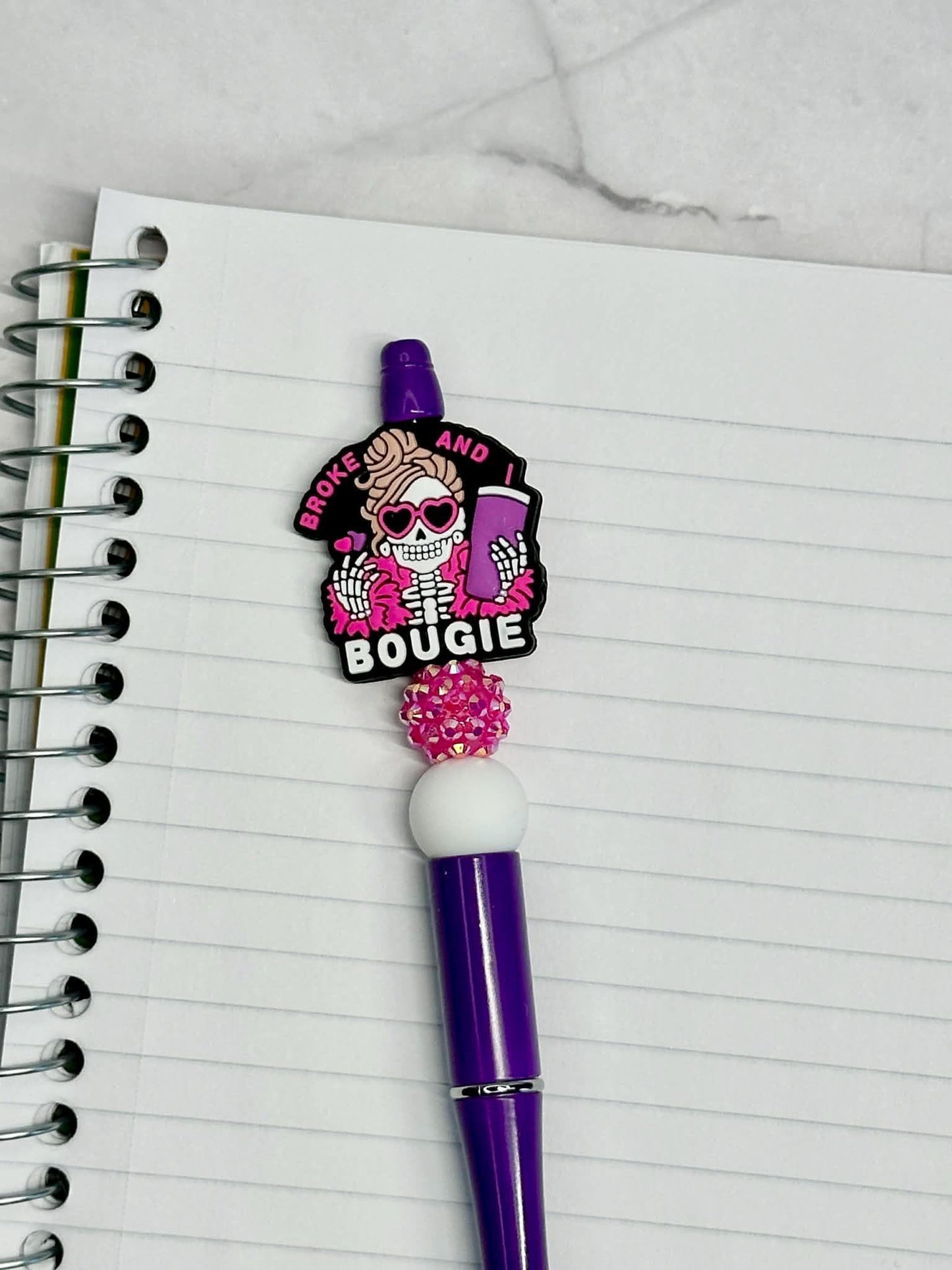 Broke And Bougie Skeleton Beaded Ink Pen