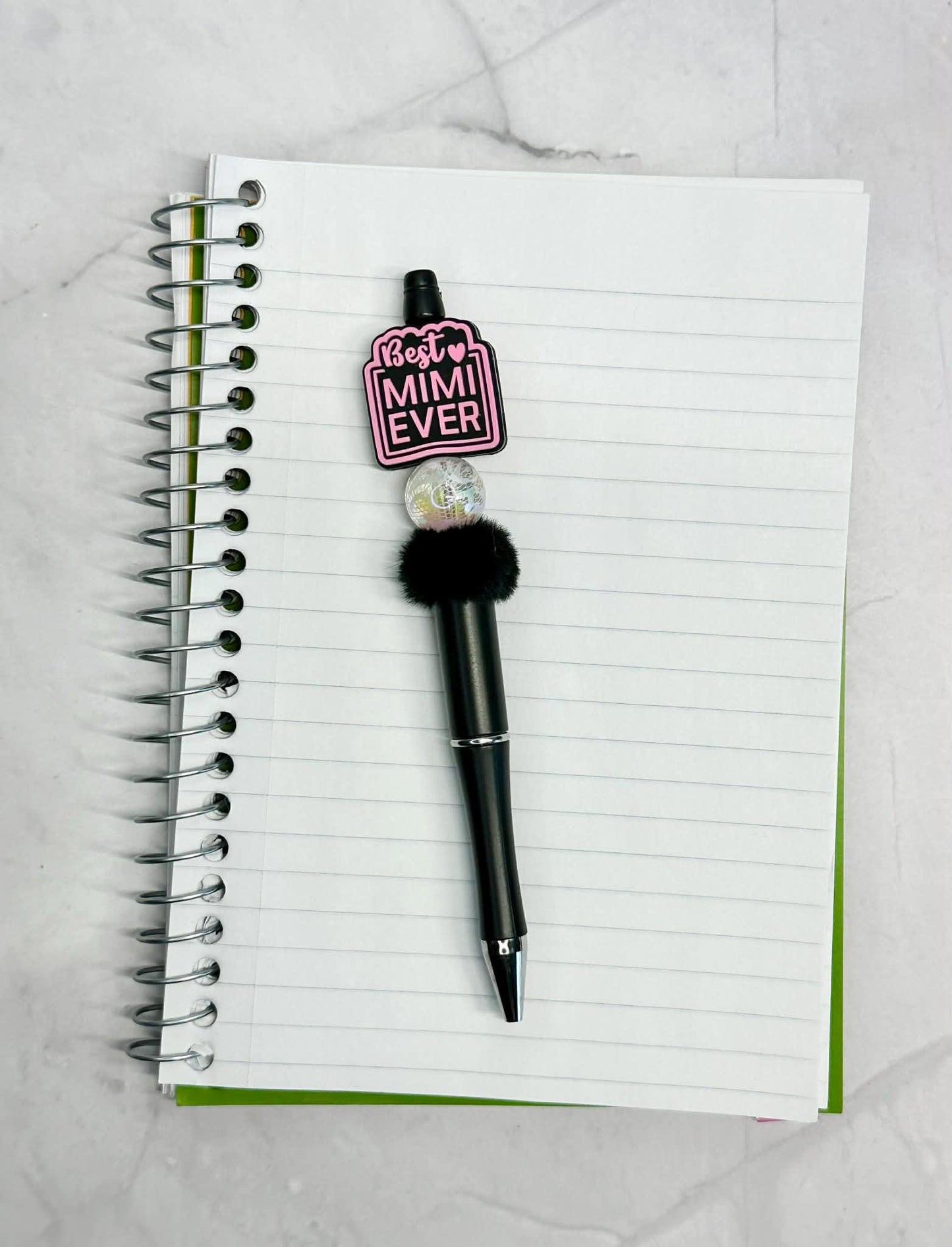 Best Mimi Ever Pink and Black Beaded Ink Pen