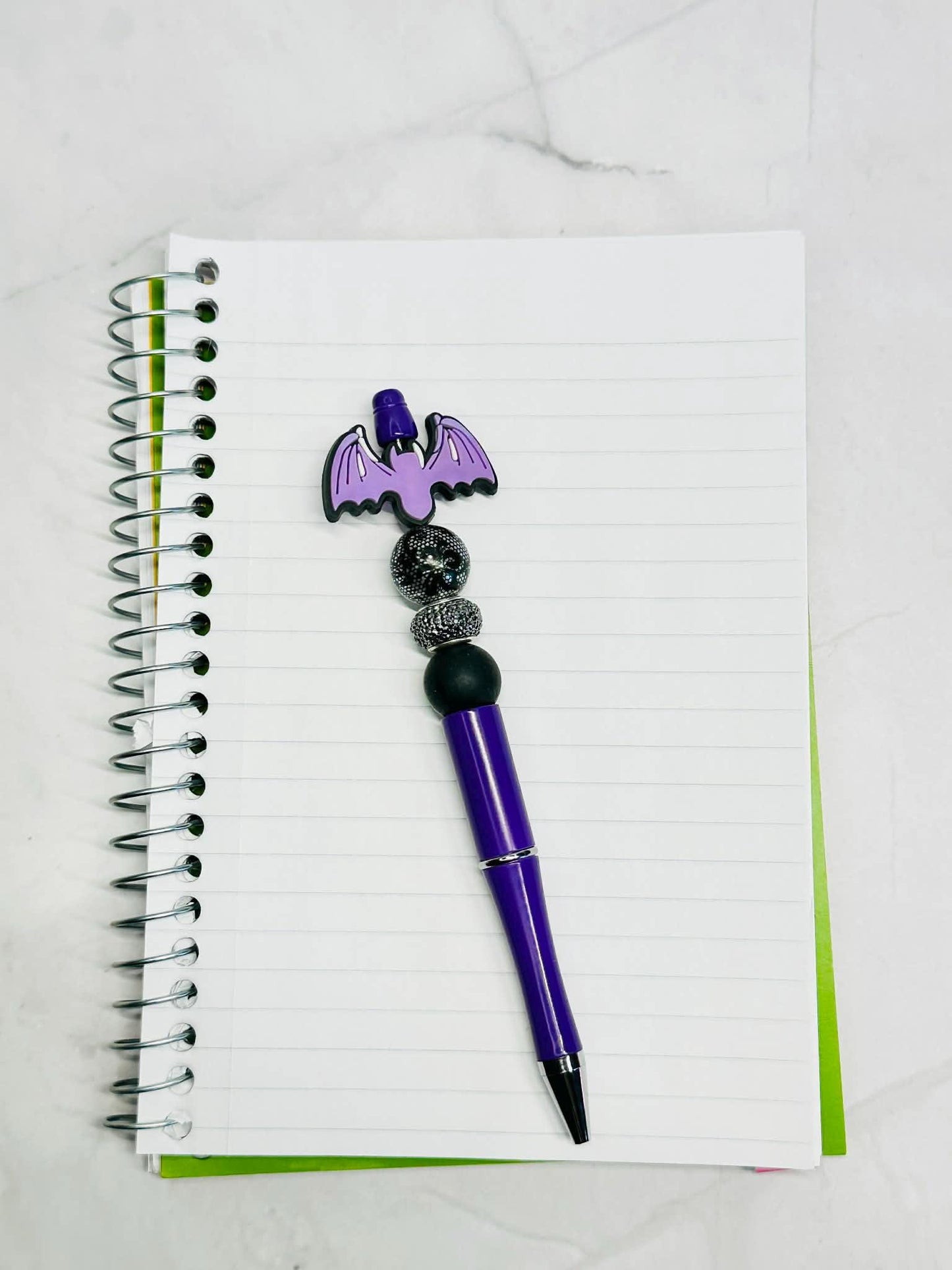 Purple Bat Beaded Ink Pen