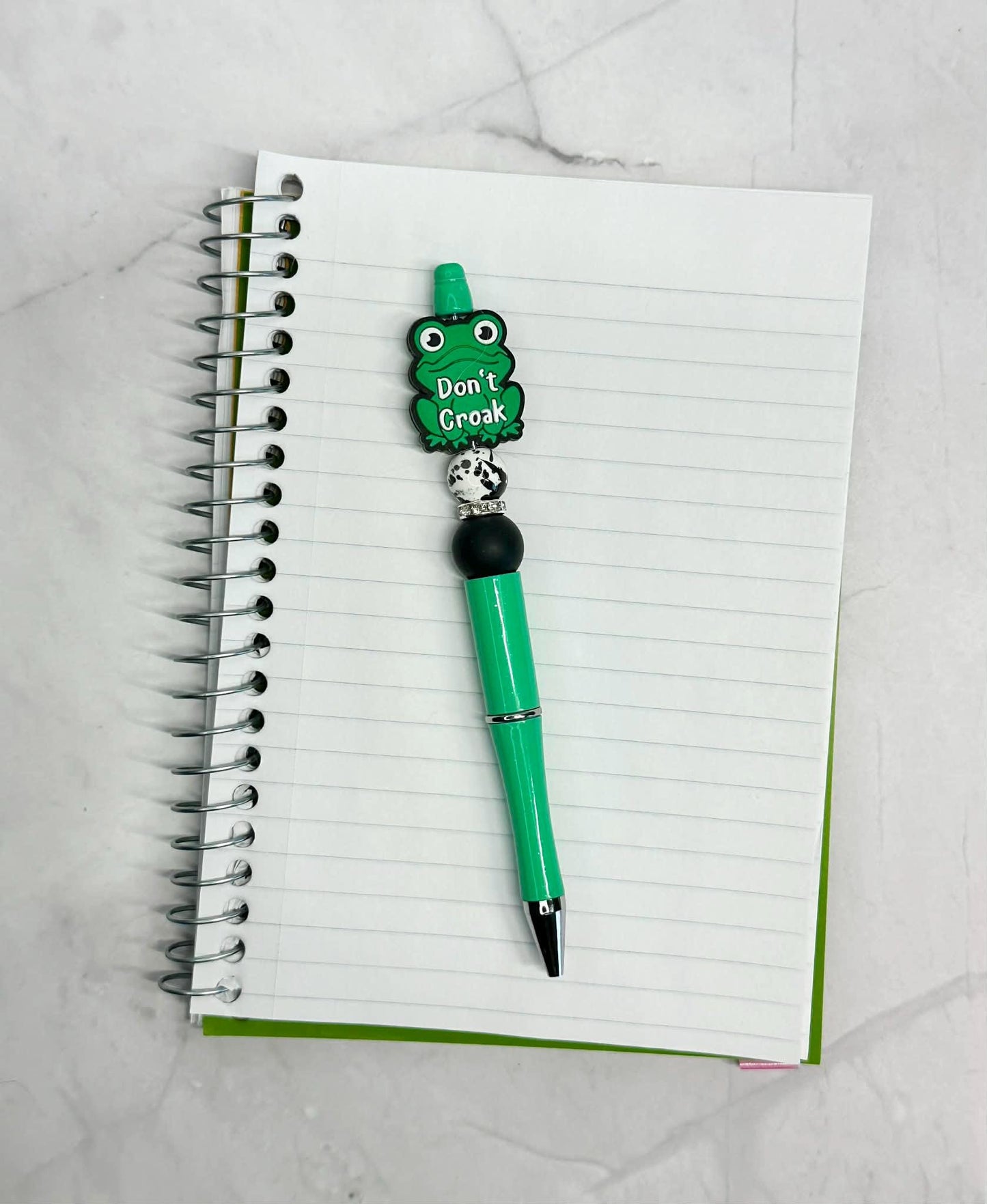 Don't Croak Green Frog Beaded Ink Pen