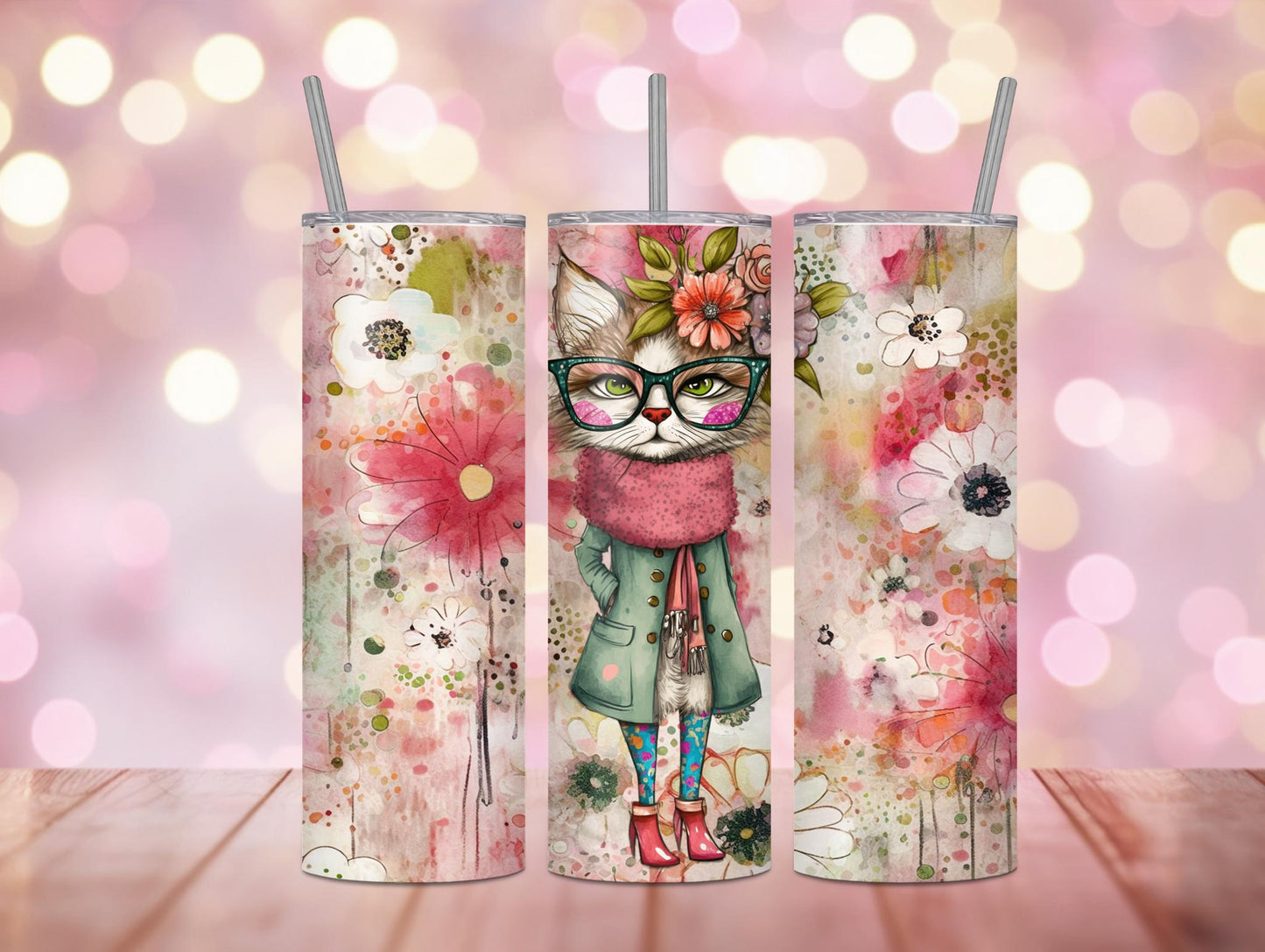 Wild And Wacky Watercolor Cat 20oz Tumbler