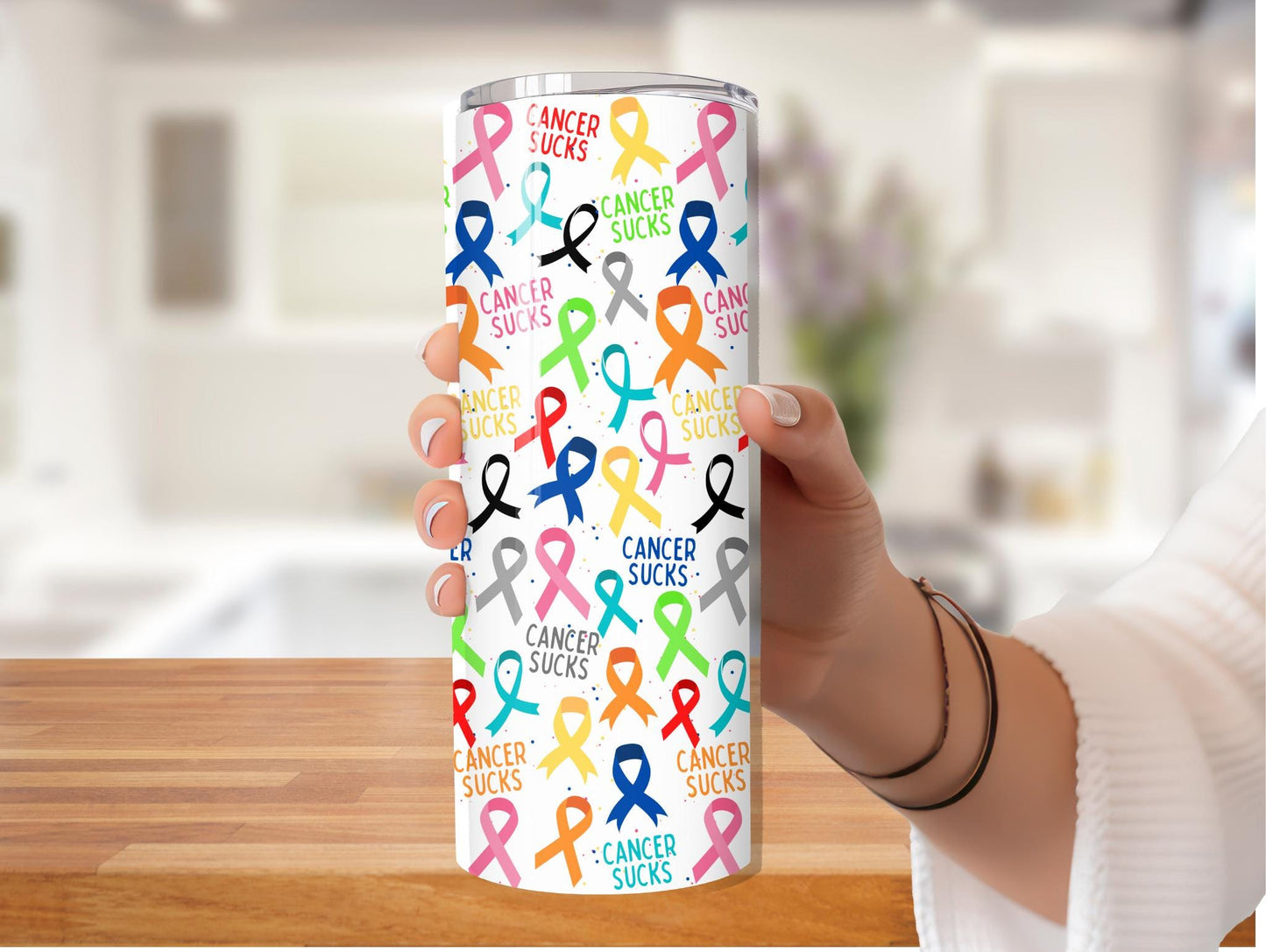 Cancer Sucks Colorful Ribbons 20oz Tumbler
