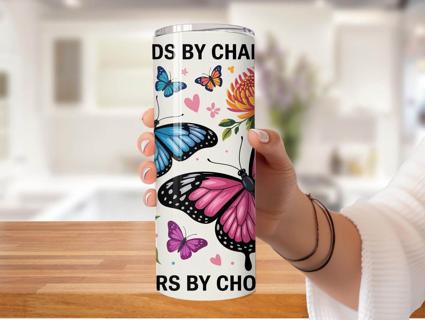 Friend By Chance Sisters By Choice Butterfly 20oz Tumbler