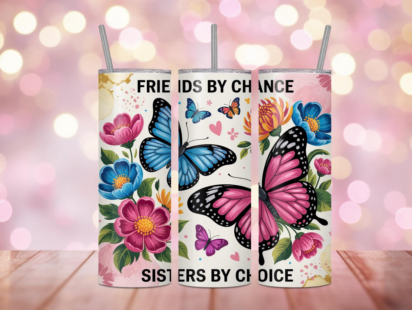 Friend By Chance Sisters By Choice Butterfly 20oz Tumbler