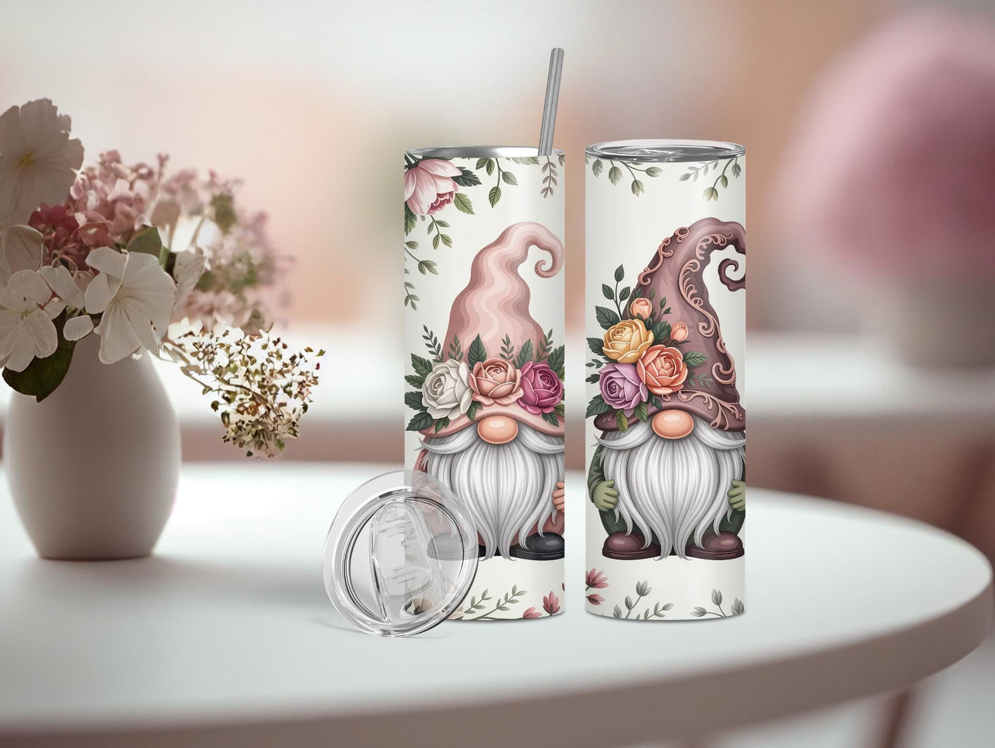 3 Boho Colored Gnomes With Flowers 20oz Tumbler