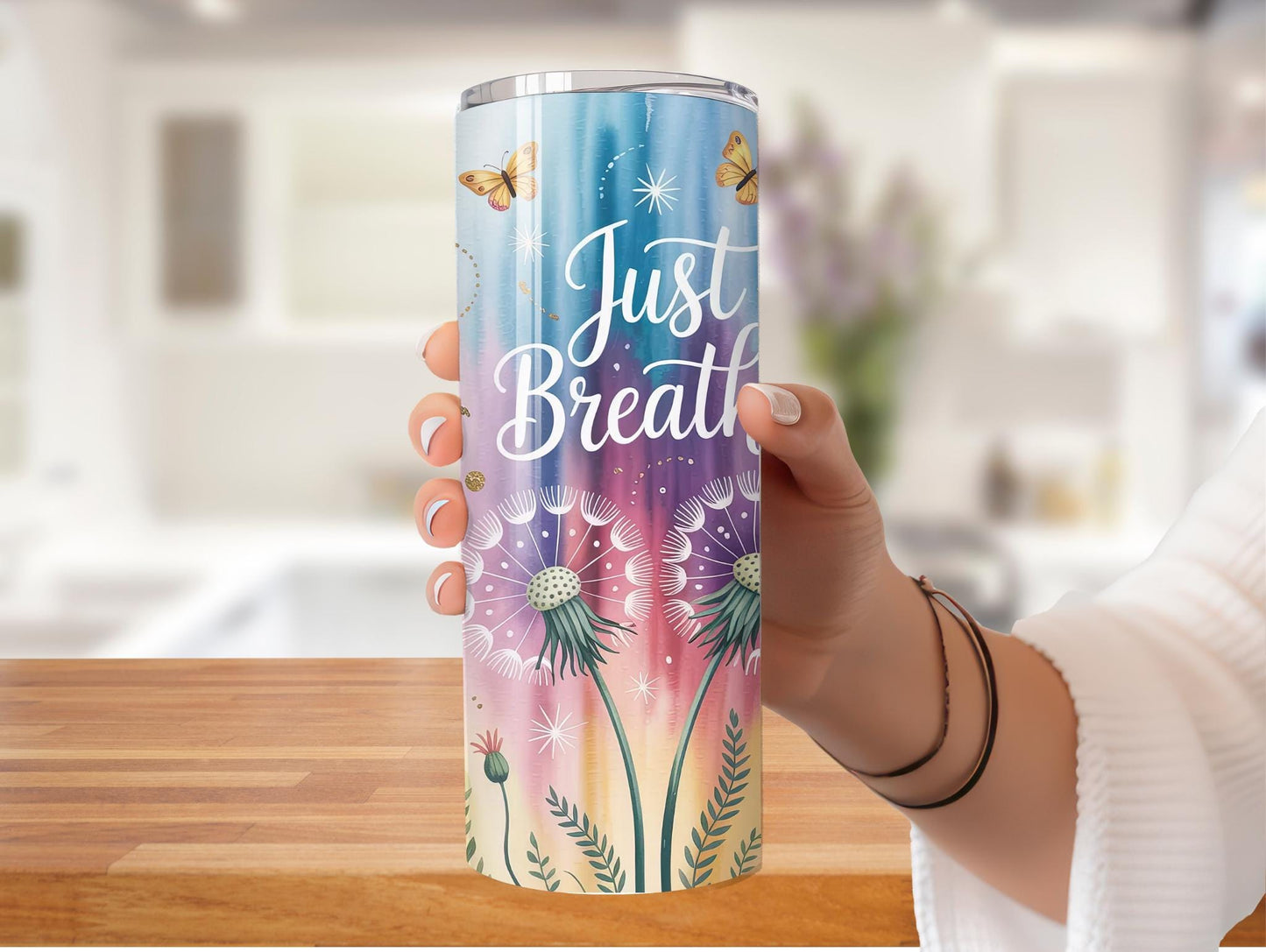 Just Breathe Dandelion And Butterfly 20oz Tumbler