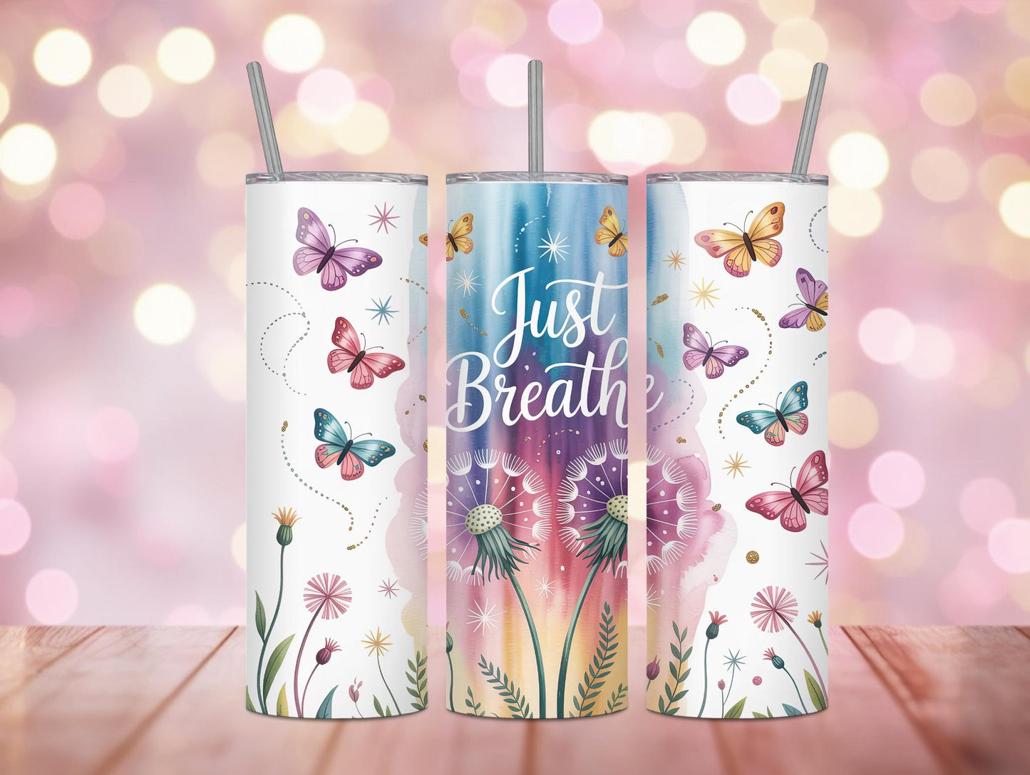 Just Breathe Dandelion And Butterfly 20oz Tumbler