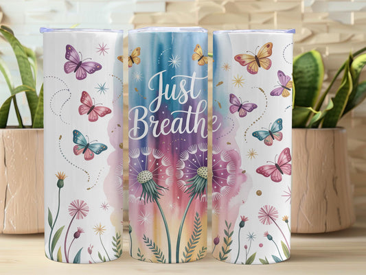 Just Breathe Dandelion And Butterfly 20oz Tumbler