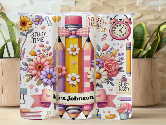 Pink And Purple Pencil Personalized 20oz Tumbler