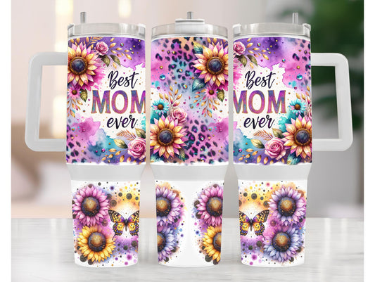 Best Mom Ever Purple Floral 40oz Tumbler