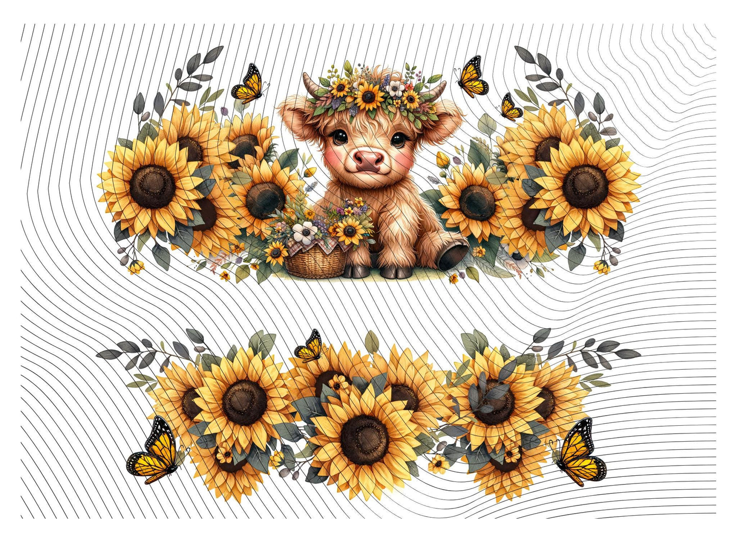 Highland Cow With Yellow Sunflowers 40oz Tumbler