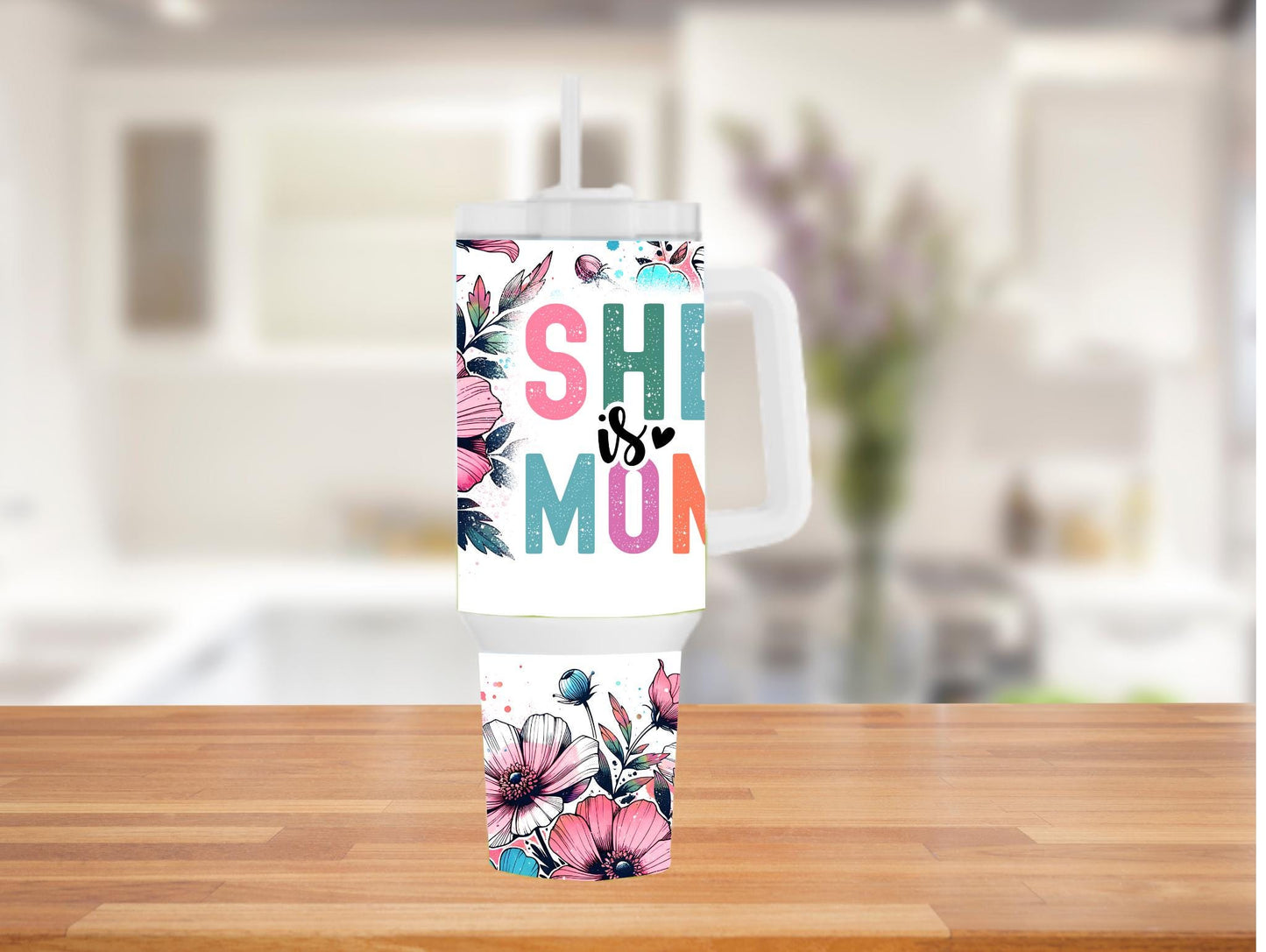 She Is Mom Floral 40oz Tumbler