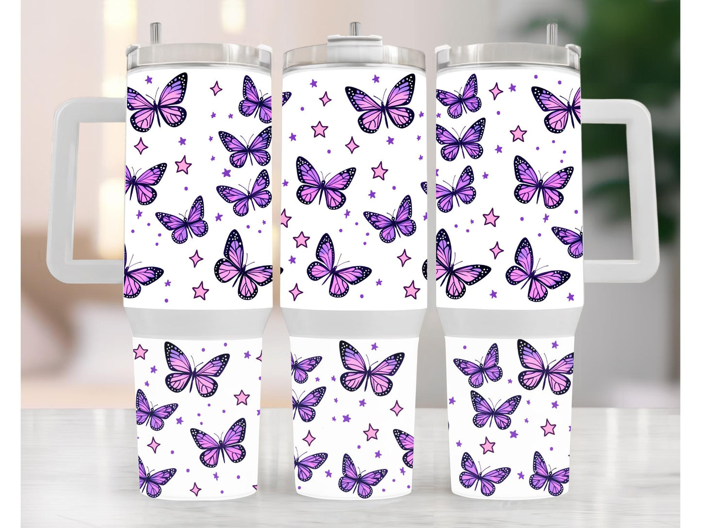 Purple Butterfly 40oz Tumbler