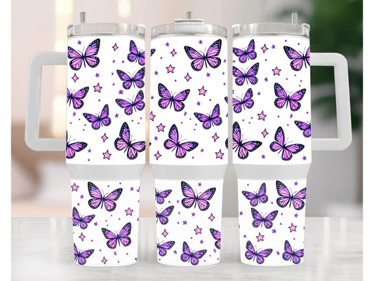 Purple Butterfly 40oz Tumbler