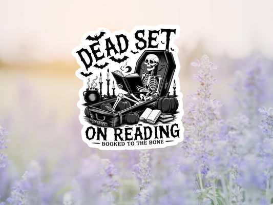Dead Set On Reading Skeleton Sticker