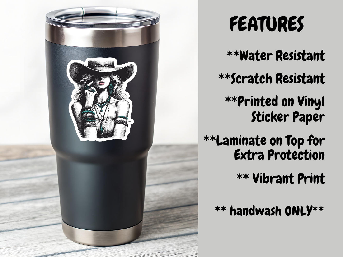 Cowgirl With Teal Jewlery Sticker