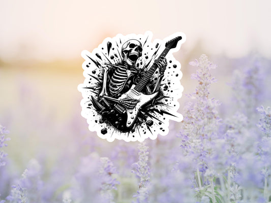 Skeleton Playing Guitar Sticker