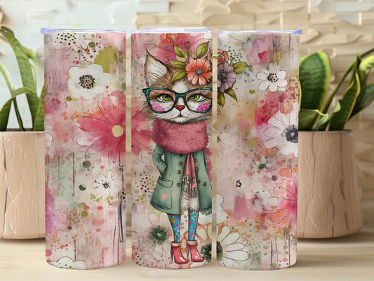 Wild And Wacky Watercolor Cat 20oz Tumbler