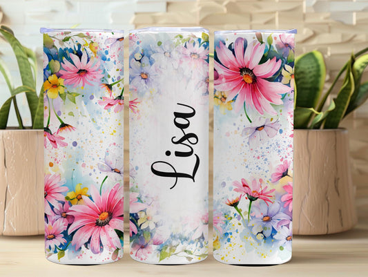 Personalized Watercolor Daisy 20oz Tumbler