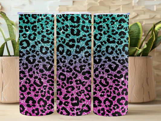 Ombre Faux Glitter Leopard Print 20oz Tumbler