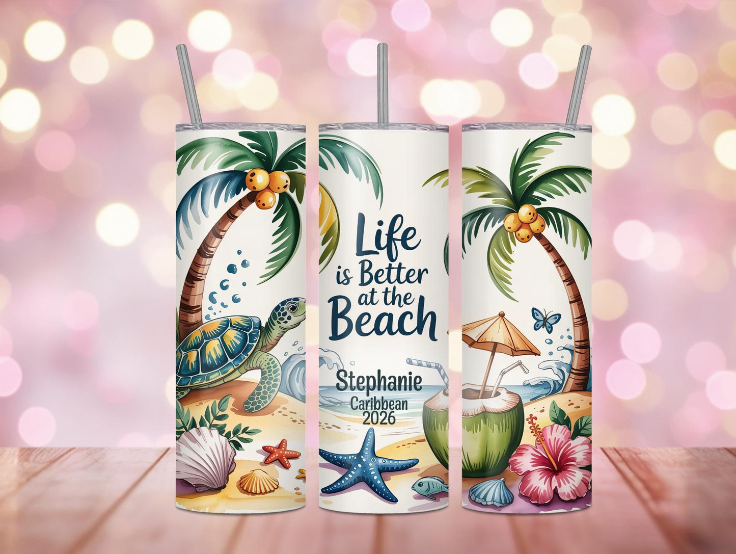 Life Is Better At The Beach Personalized 20oz Tumbler